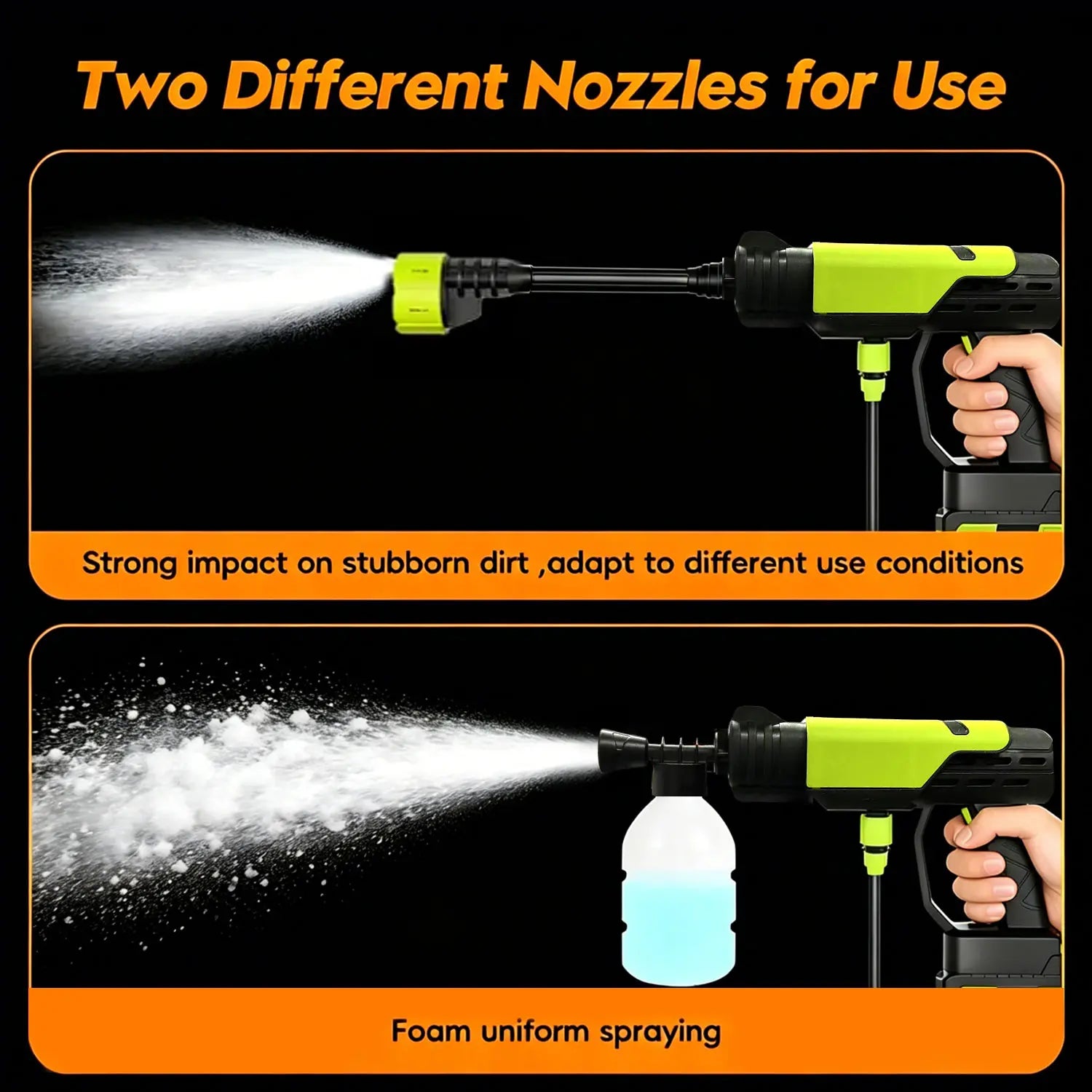Cordless Portable Pressure Washer with Single-Port Charger Base, Batteries, Full Accessories, Pump, Nozzle, Adjustable Nozzle Head, High-Pressure Waterjet for Car Washing, Home Cleaning, Pressure Washers, Adjustable Nozzle Head Pressure Washers