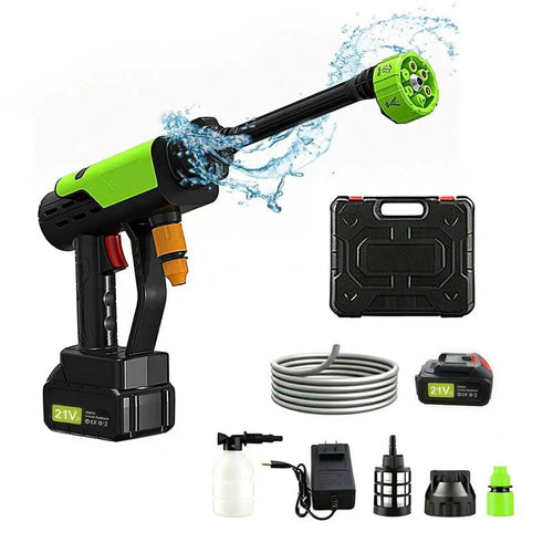 Cordless Portable Pressure Washer with Single-Port Charger Base, Batteries, Full Accessories, Pump, Nozzle, Adjustable Nozzle Head, High-Pressure Waterjet for Car Washing, Home Cleaning, Pressure Washers, Adjustable Nozzle Head Pressure Washers